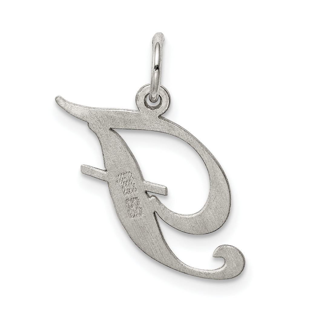 Sterling Silver Rhodium-Plated Initial F Charm Elegant Script Design