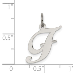Sterling Silver Rhodium-Plated Initial F Charm Elegant Script Design