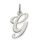 Sterling Silver Rhodium-plated Fancy Script Letter G Initial Charm