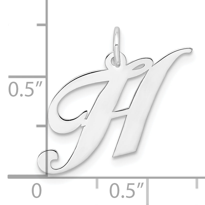 Sophia Jewelers Sterling Silver Script Initial H Rhodium-Plated Charm