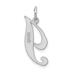 Sterling Silver Rhodium-Plated Initial I Charm Medium Elegant Design