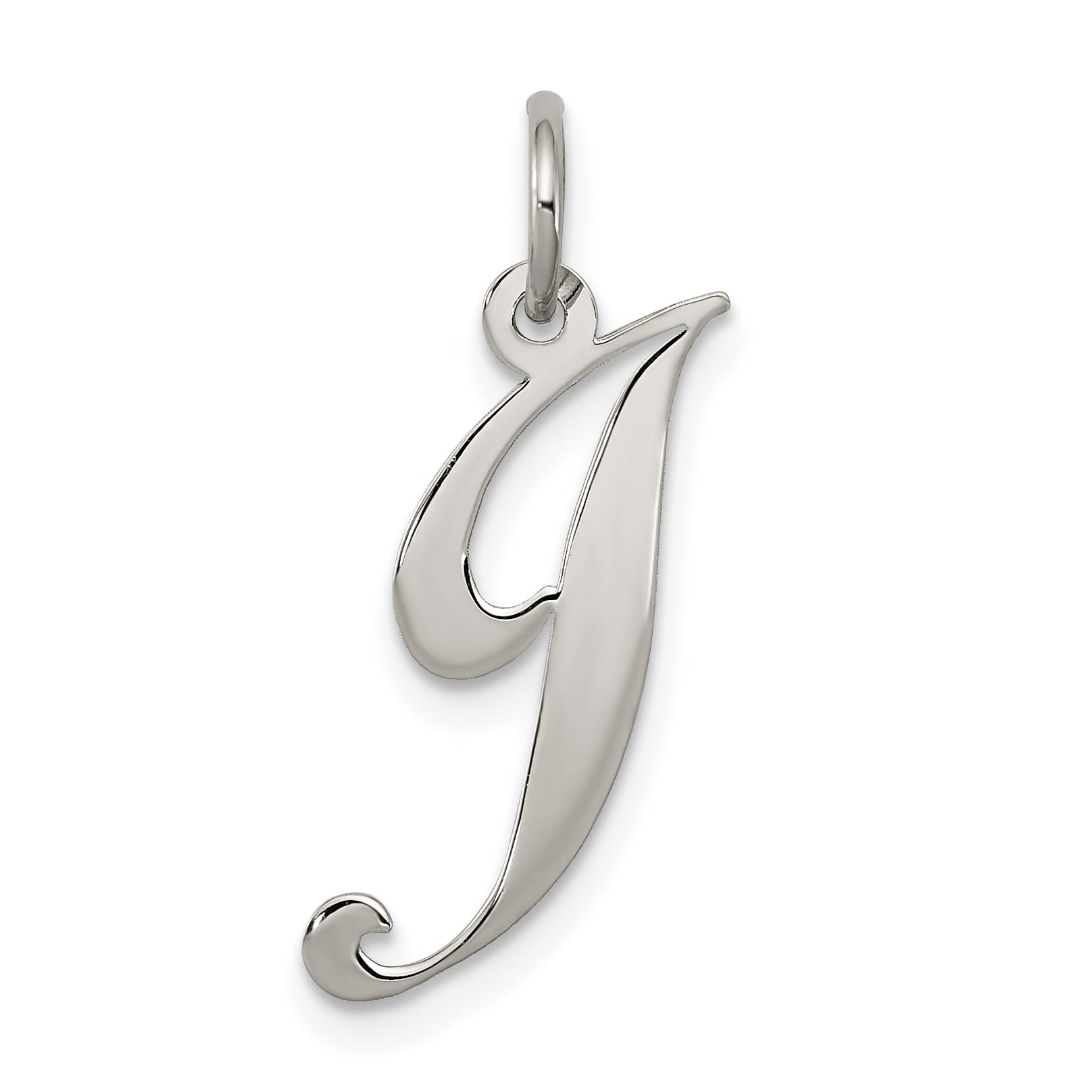 Sterling Silver Rhodium-plated Fancy Script Letter J Initial Charm Main image