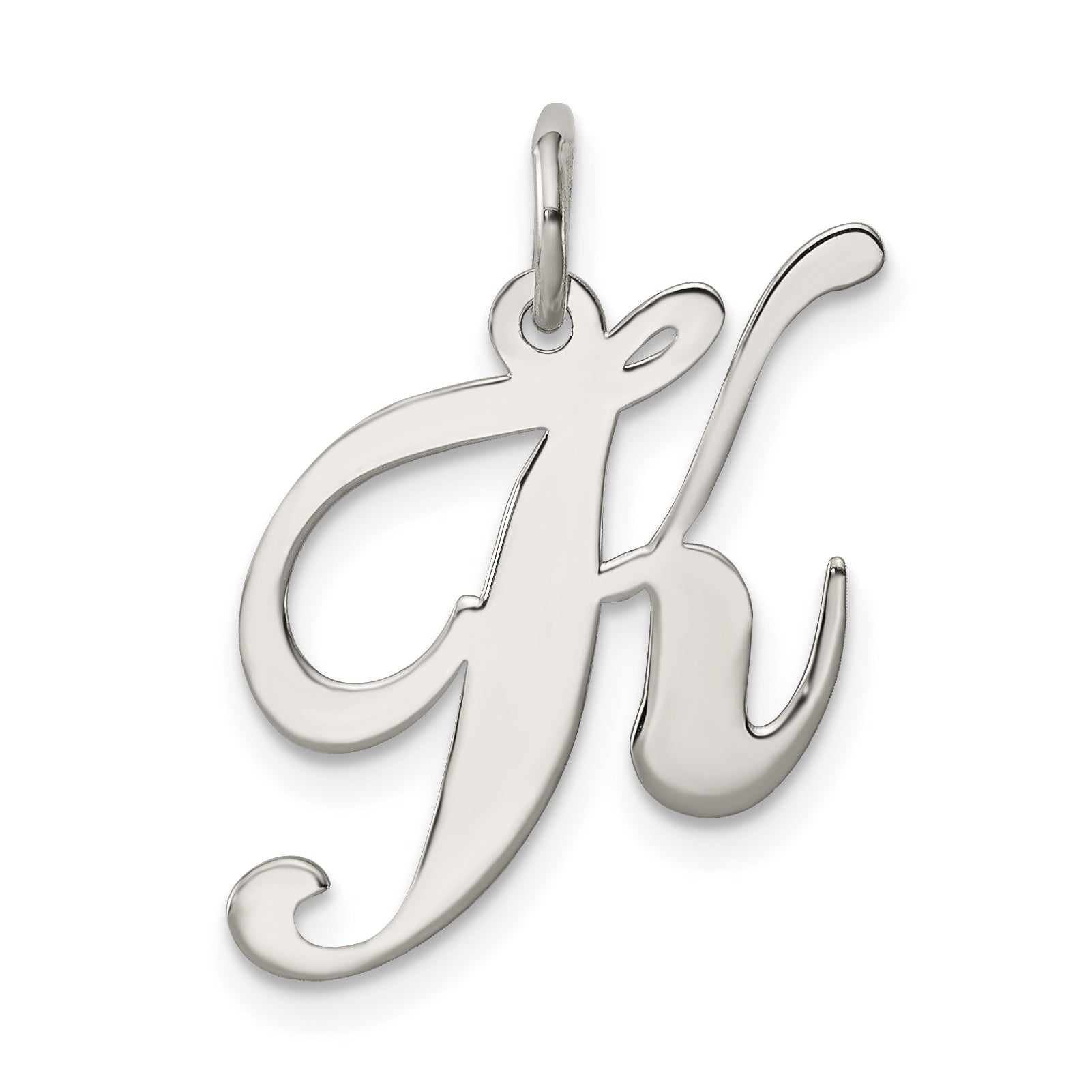 Sterling Silver Rhodium-plated Fancy Script Letter K Initial Charm Main image