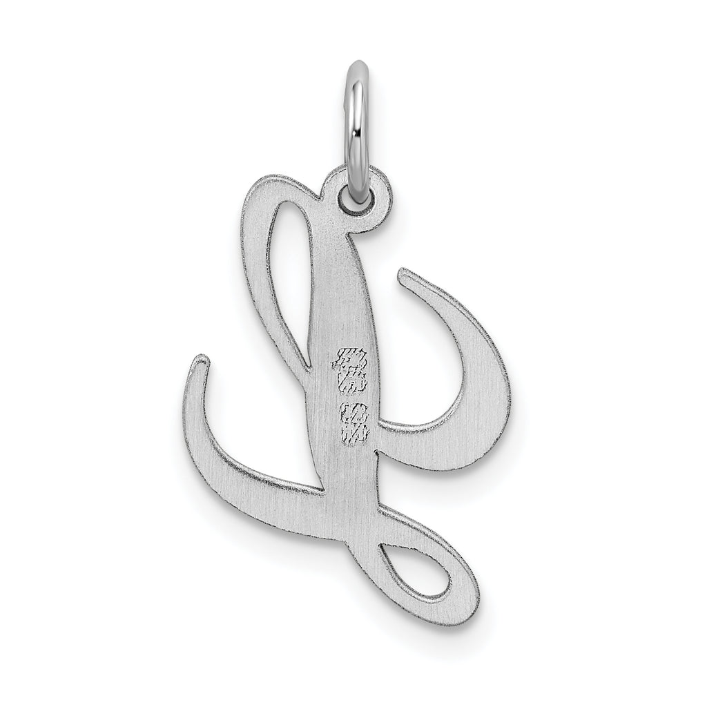 Sterling Silver 925 L Initial Charm with Rhodium Plating Elegant and Stylish