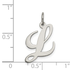 Sterling Silver 925 L Initial Charm with Rhodium Plating Elegant and Stylish