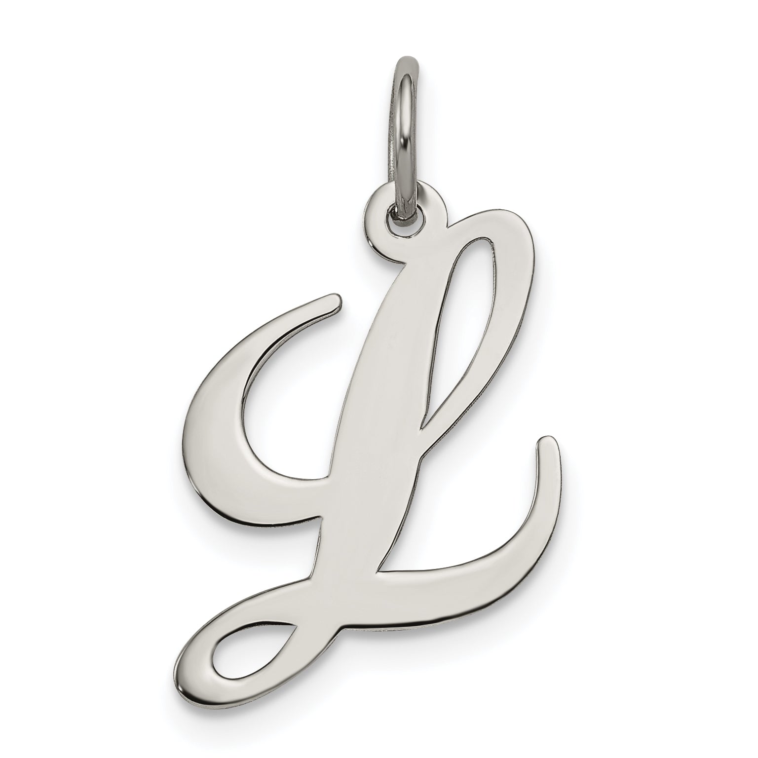 Sterling Silver Rhodium-plated Fancy Script Letter L Initial Charm Main image