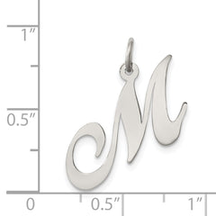 Sterling Silver Rhodium-Plated Script M Charm Elegant Medium Pendant