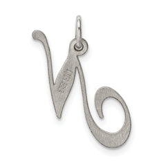 Sterling Silver Rhodium-Plated Initial N Charm Elegant Medium Size