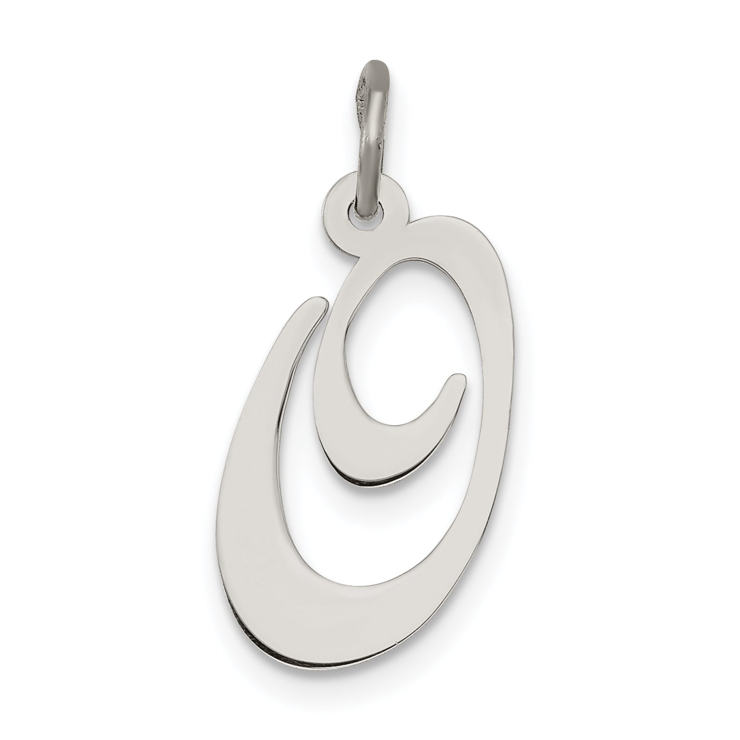 Sterling Silver Rhodium-plated Fancy Script Letter O Initial Charm Main image