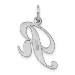 Sterling Silver 925 Initial R Charm, Rhodium-Plated Elegant Pendant