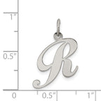 Sterling Silver 925 Initial R Charm, Rhodium-Plated Elegant Pendant