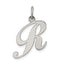 Sterling Silver Rhodium-plated Fancy Script Letter R Initial Charm