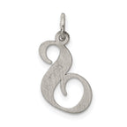 Sterling Silver Rhodium-Plated Initial S Charm Elegant Script Medium