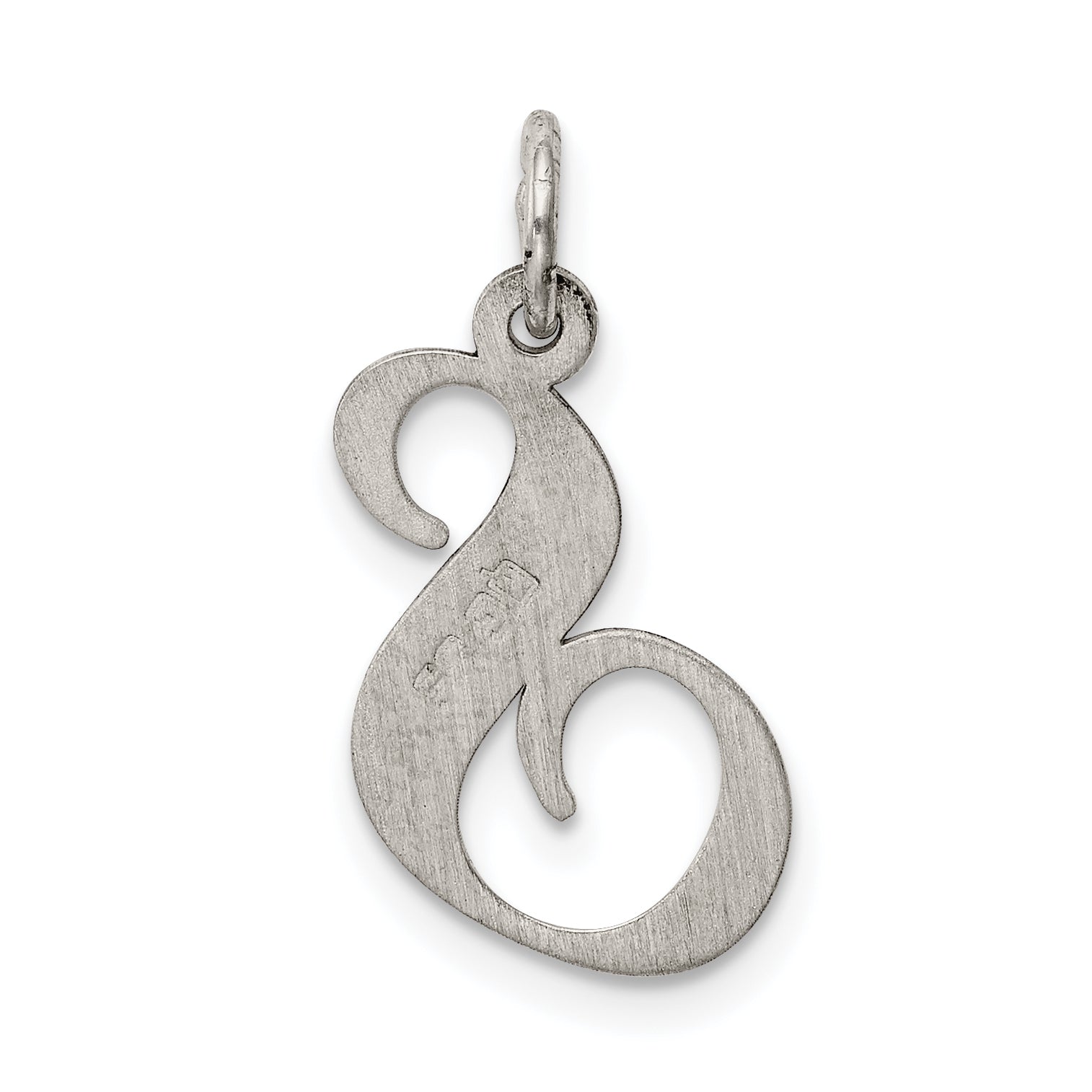 Sterling Silver Rhodium-Plated Initial S Charm Elegant Script Medium