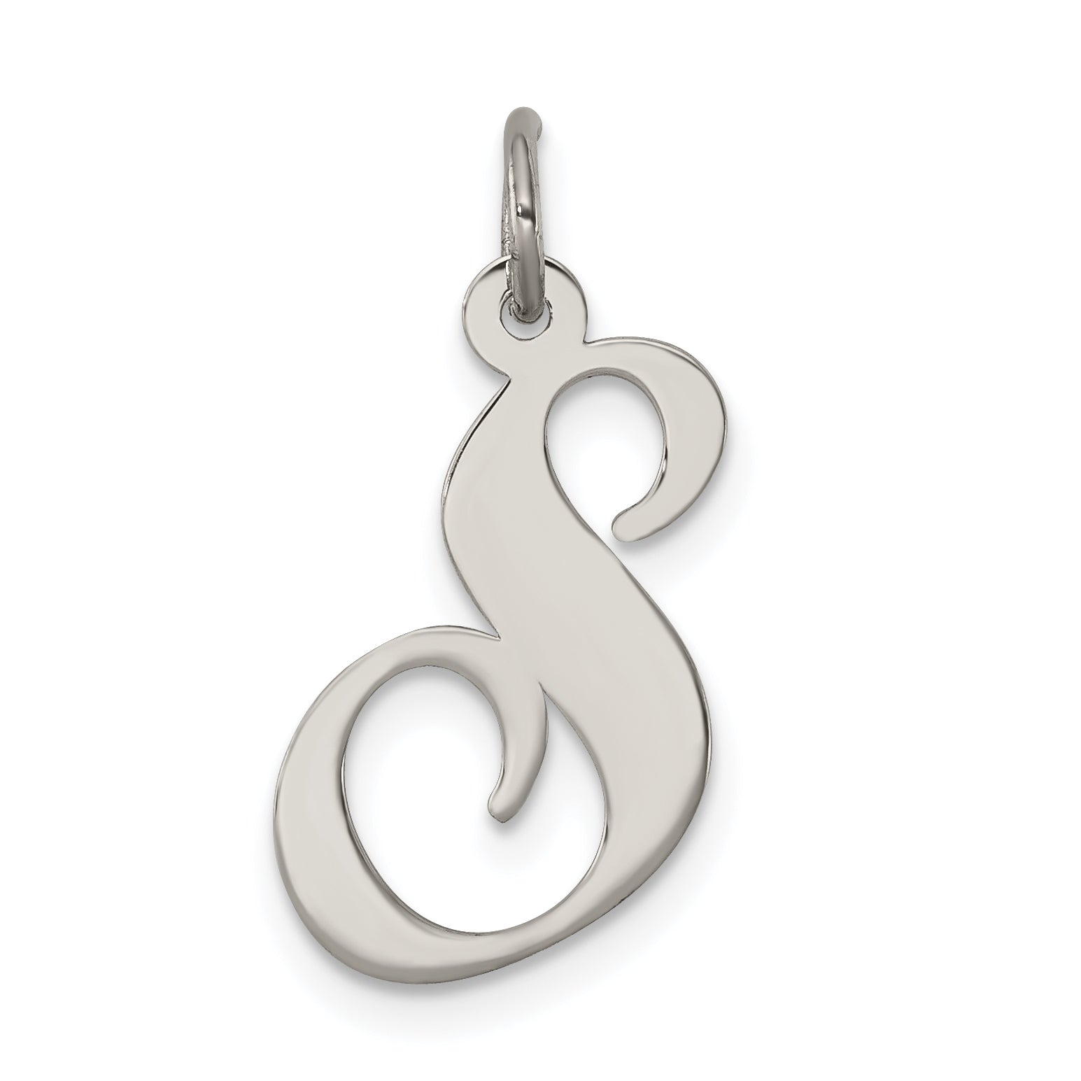 Sterling Silver Rhodium-plated Fancy Script Letter S Initial Charm Main image
