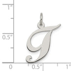 Sterling Silver Rhodium-Plated Script Letter T Charm Elegant Jewelry