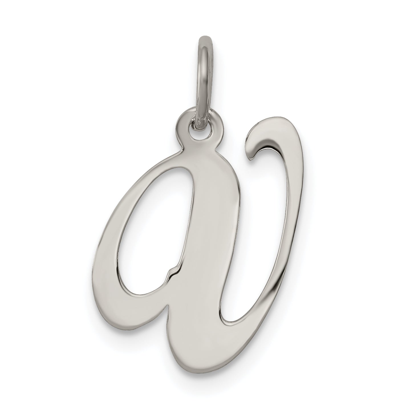 Sterling Silver Rhodium-plated Fancy Script Letter V Initial Charm Main image