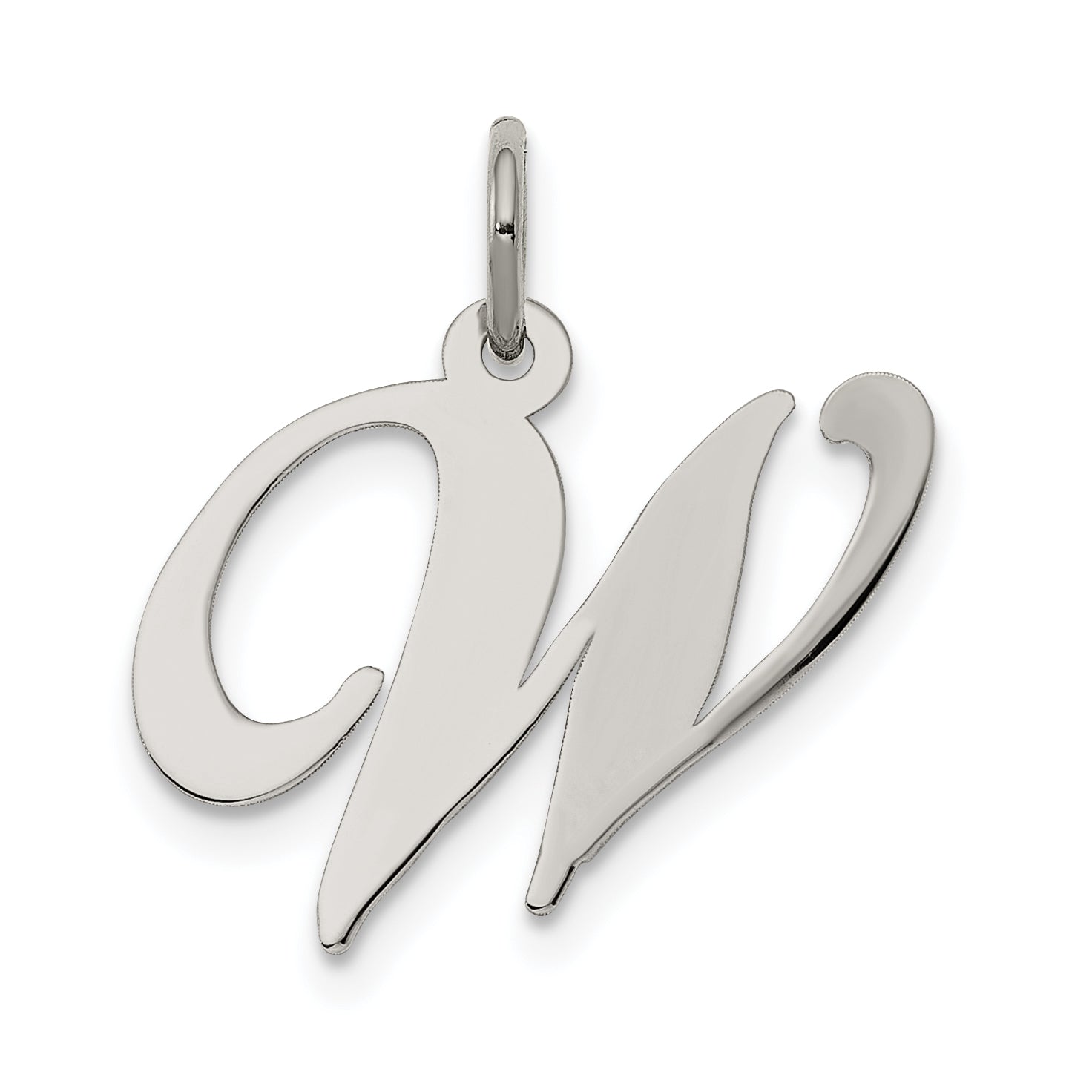 Sterling Silver Rhodium-plated Fancy Script Letter W Initial Charm Main image