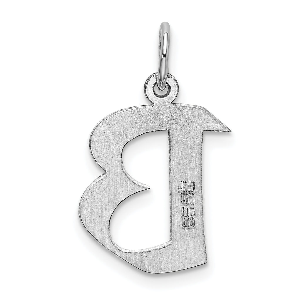 Sterling Silver 925 'B' Initial Charm with Rhodium Elegance