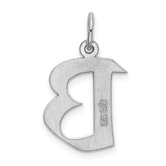 Sterling Silver 925 'B' Initial Charm with Rhodium Elegance