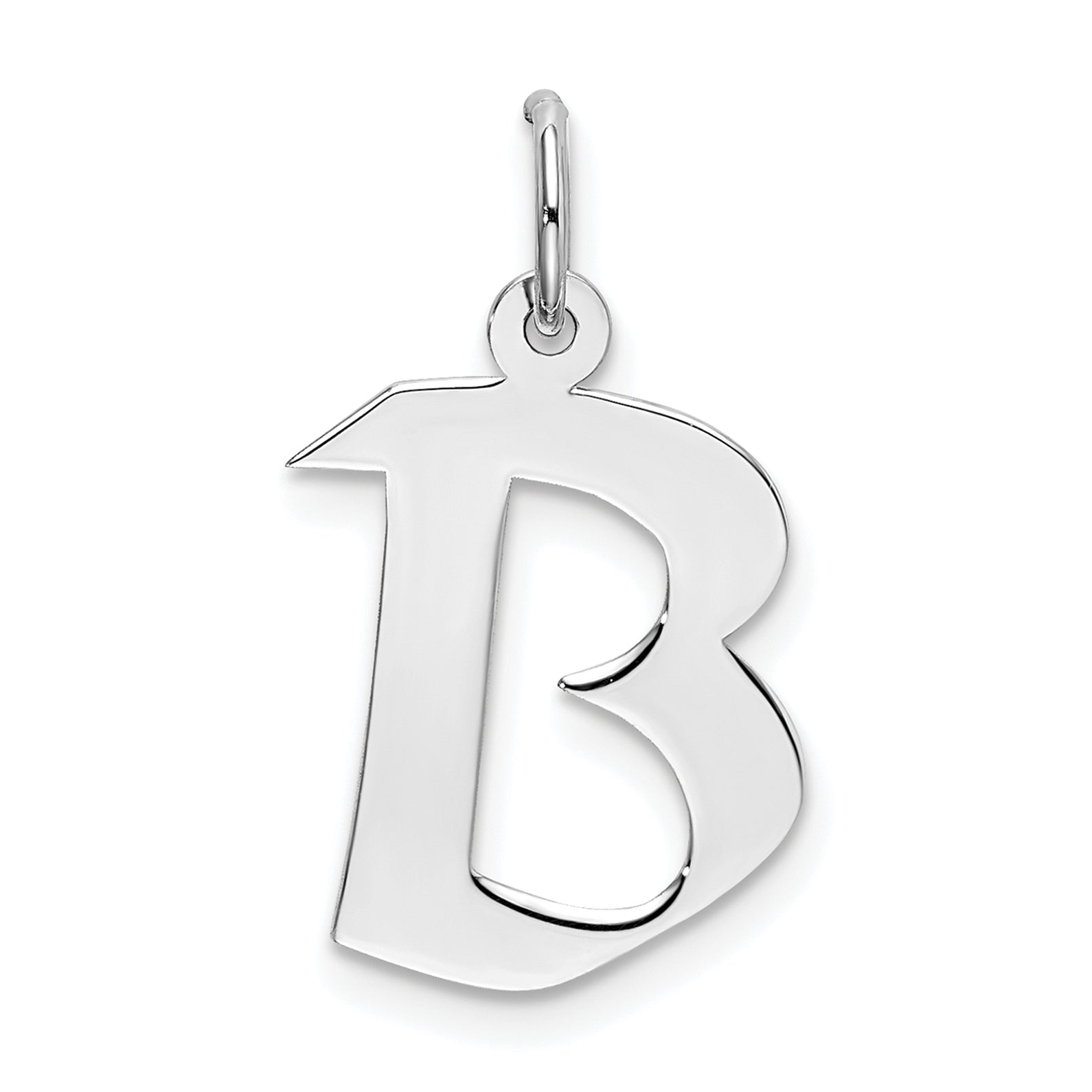 Sterling Silver Rhodium-plated Artisan Block Letter B Initial Charm Main image