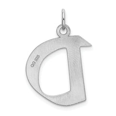 Sterling Silver 925 Artisan Initial D Charm Rhodium-Plated Elegant Design
