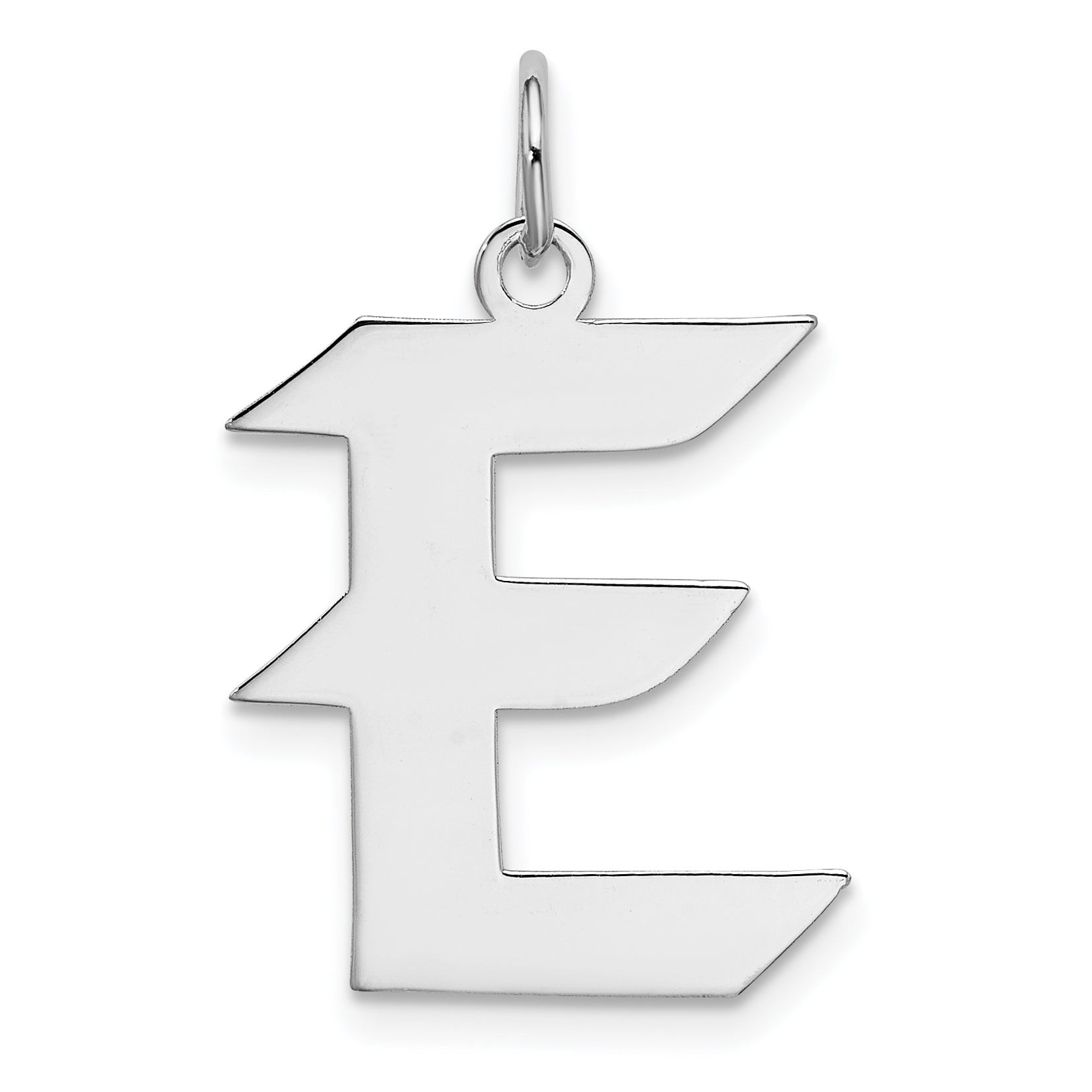Sterling Silver Rhodium-plated Artisan Block Letter E Initial Charm Main image
