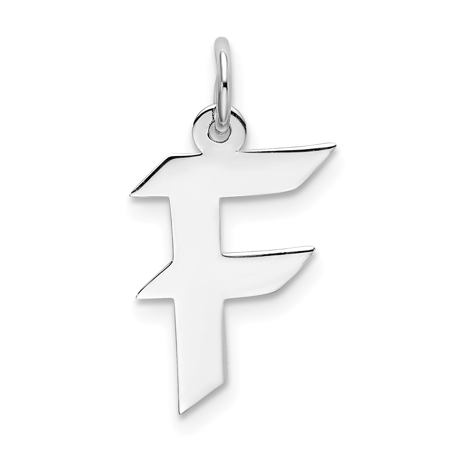 Sterling Silver Rhodium-plated Artisan Block Letter F Initial Charm Main image