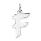 Sterling Silver Rhodium-plated Artisan Block Letter F Initial Charm