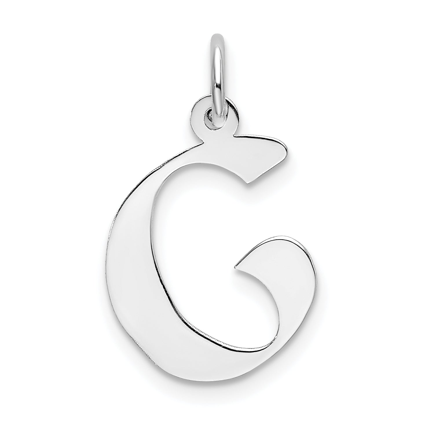 Sterling Silver Rhodium-plated Artisan Block Letter G Initial Charm Main image