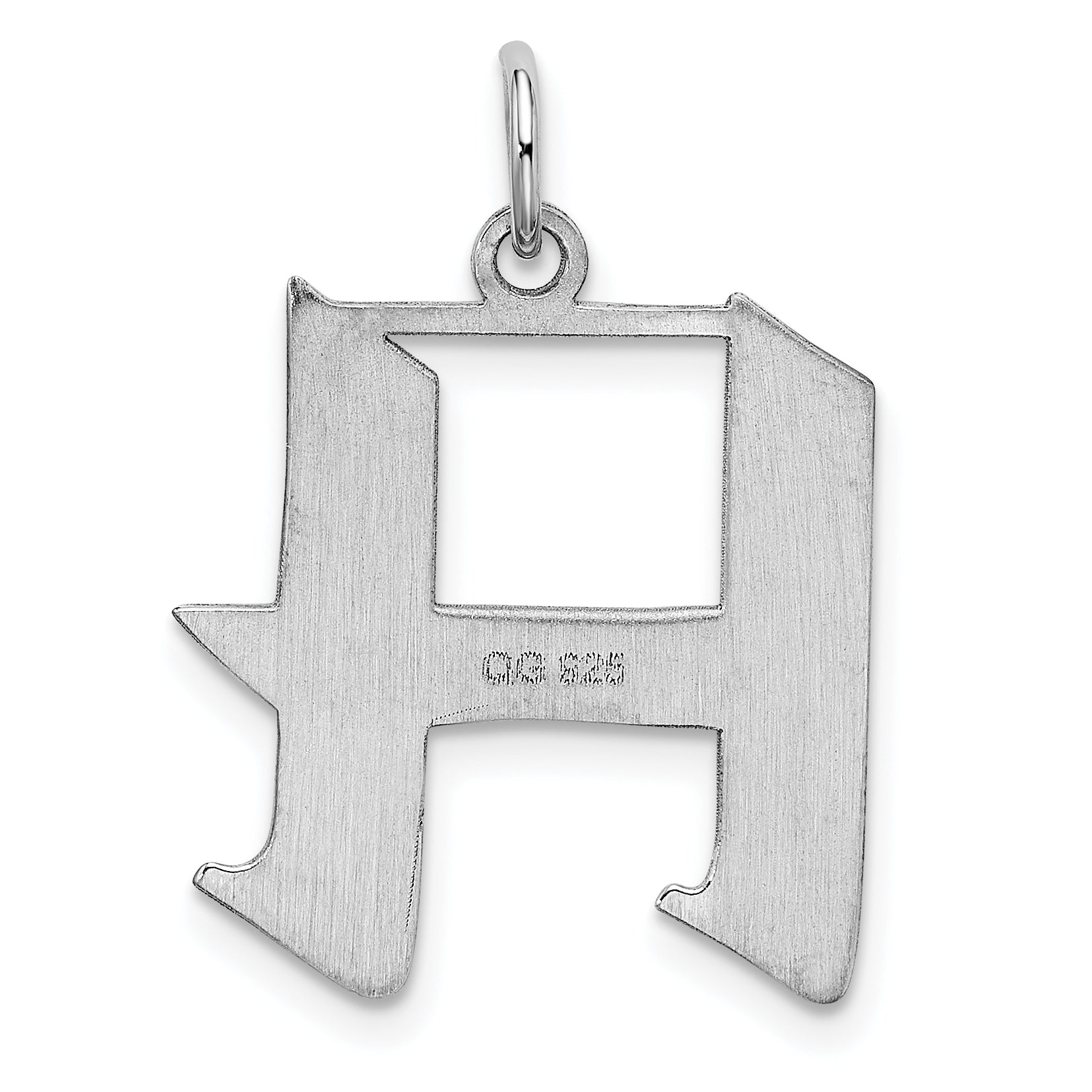 Sterling Silver 925 H Initial Charm with Rhodium Plating