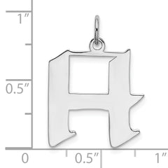 Sterling Silver 925 H Initial Charm with Rhodium Plating