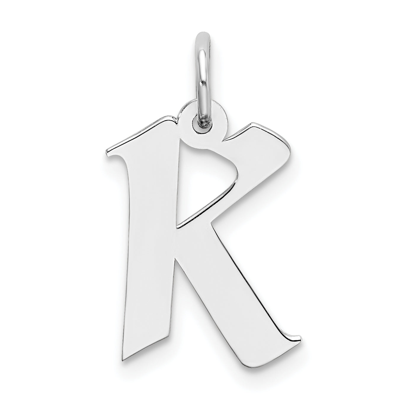 Sterling Silver Rhodium-plated Artisan Block Letter K Initial Charm Main image
