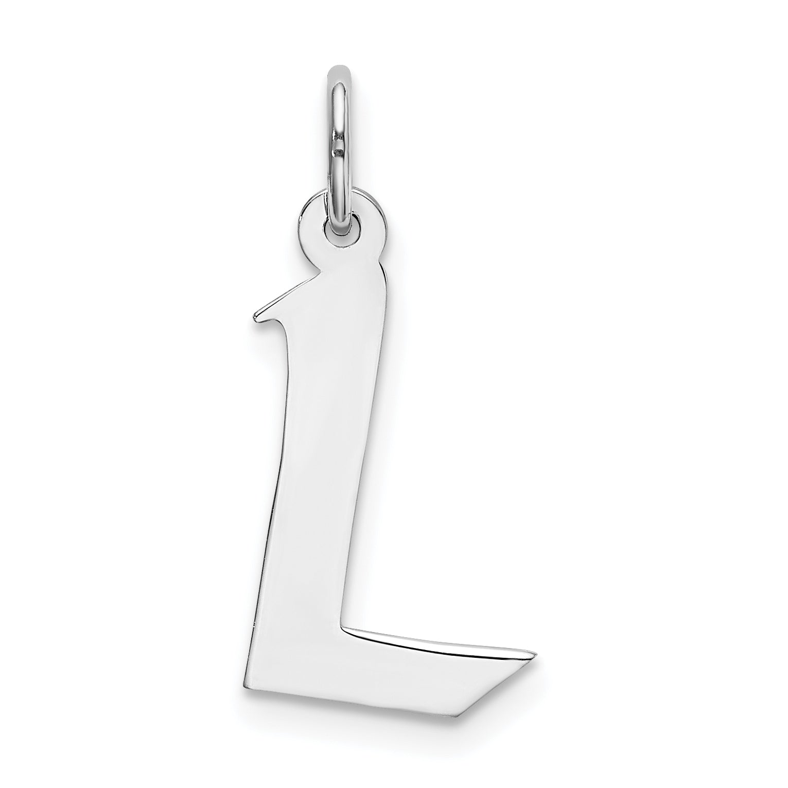 Sterling Silver Rhodium-plated Artisan Block Letter L Initial Charm Main image