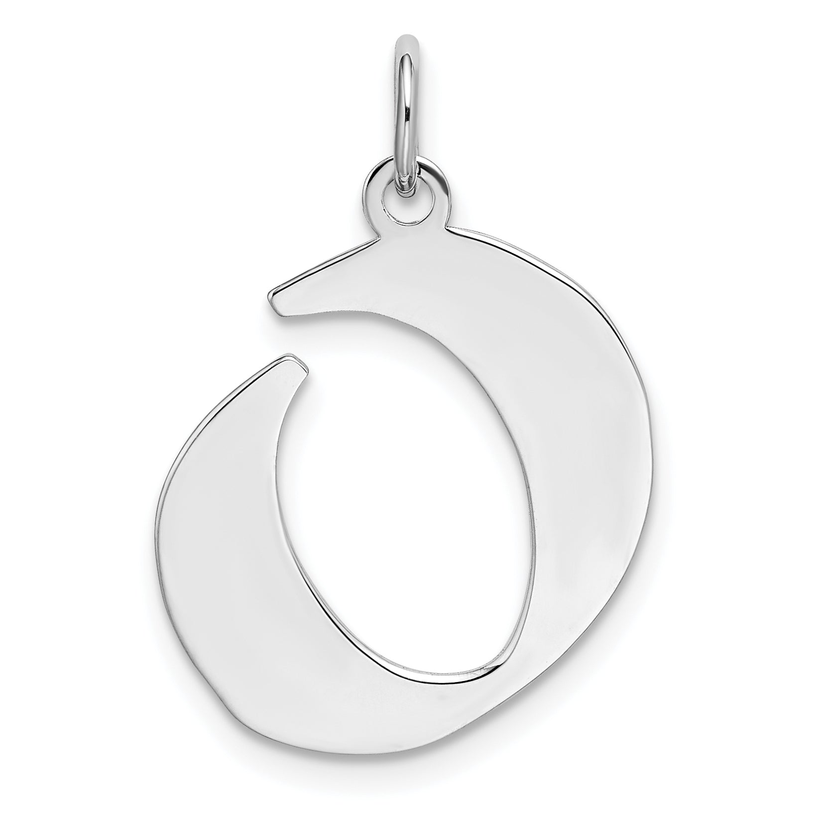 Sterling Silver Rhodium-plated Artisan Block Letter O Initial Charm Main image