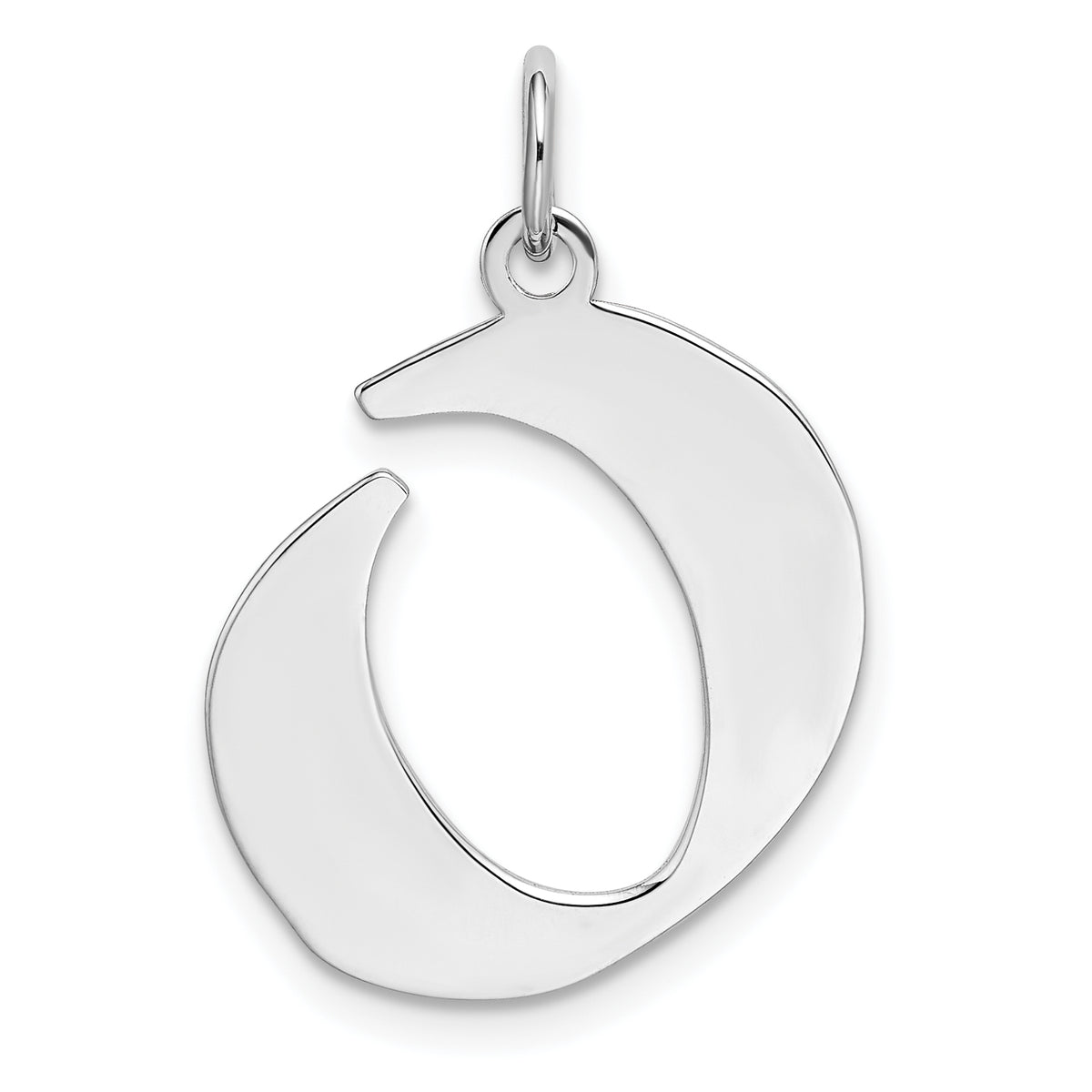 Sterling Silver Rhodium-plated Artisan Block Letter O Initial Charm