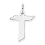 Sterling Silver Rhodium-plated Artisan Block Letter R Initial Charm