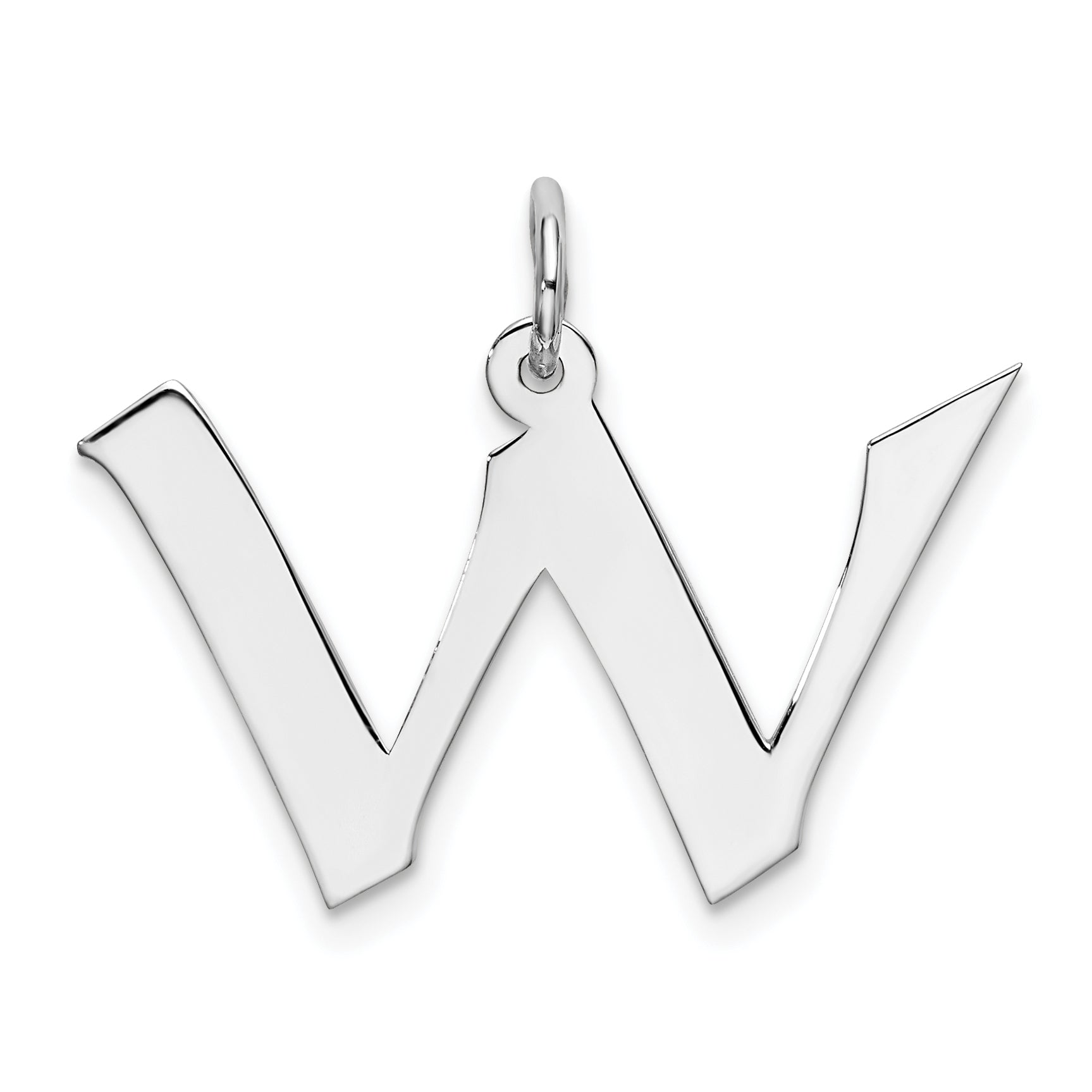 Sterling Silver Rhodium-plated Artisan Block Letter W Initial Charm Main image