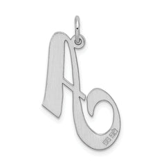 Sterling Silver 925 Large Initial A Pendant with Rhodium Finish