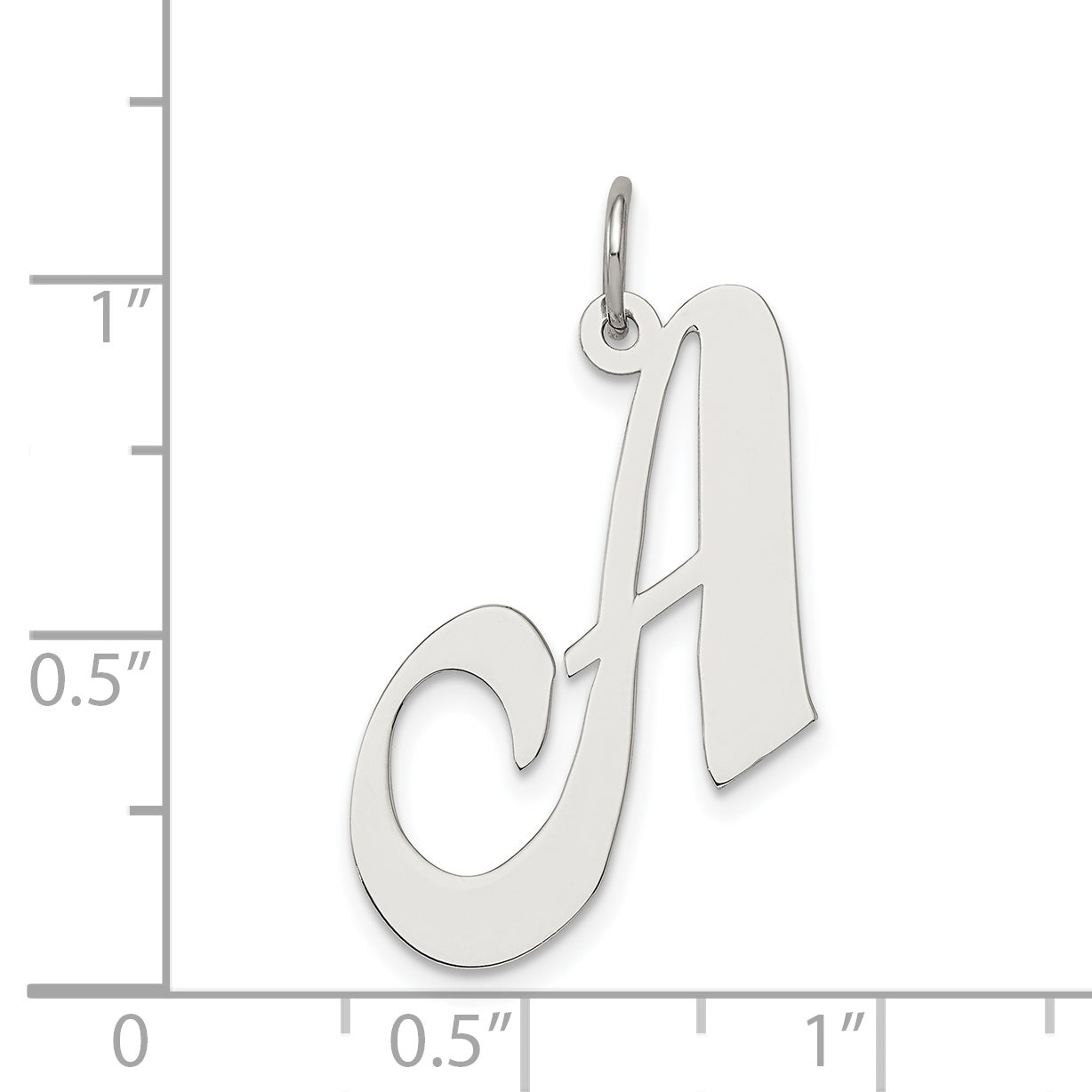 Sterling Silver 925 Large Initial A Pendant with Rhodium Finish