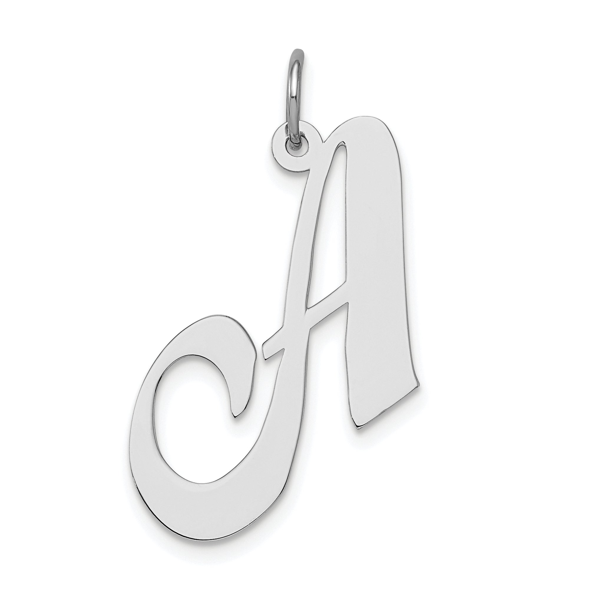 Sterling Silver Rhodium-plated Fancy Script Letter A Initial Charm Main image