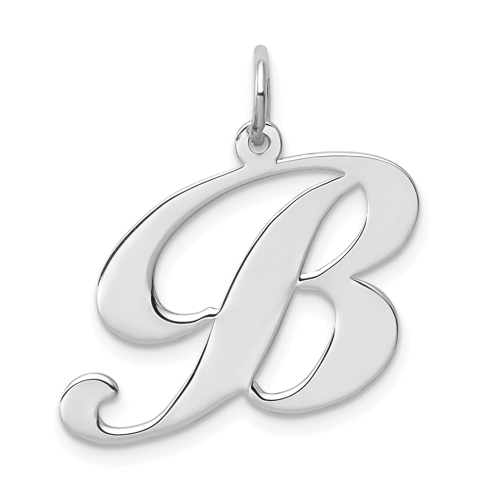 Sterling Silver Rhodium-plated Fancy Script Letter B Initial Charm Main image