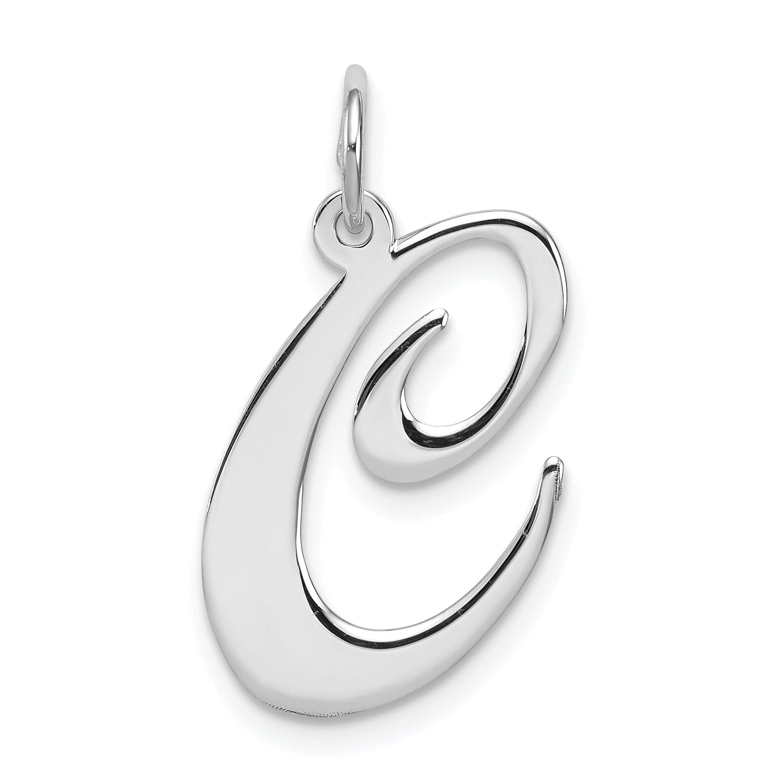 Sterling Silver Rhodium-plated Fancy Script Letter C Initial Charm Main image