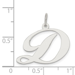 Sterling Silver Initial D Pendant Large Rhodium-Plated Elegant Charm