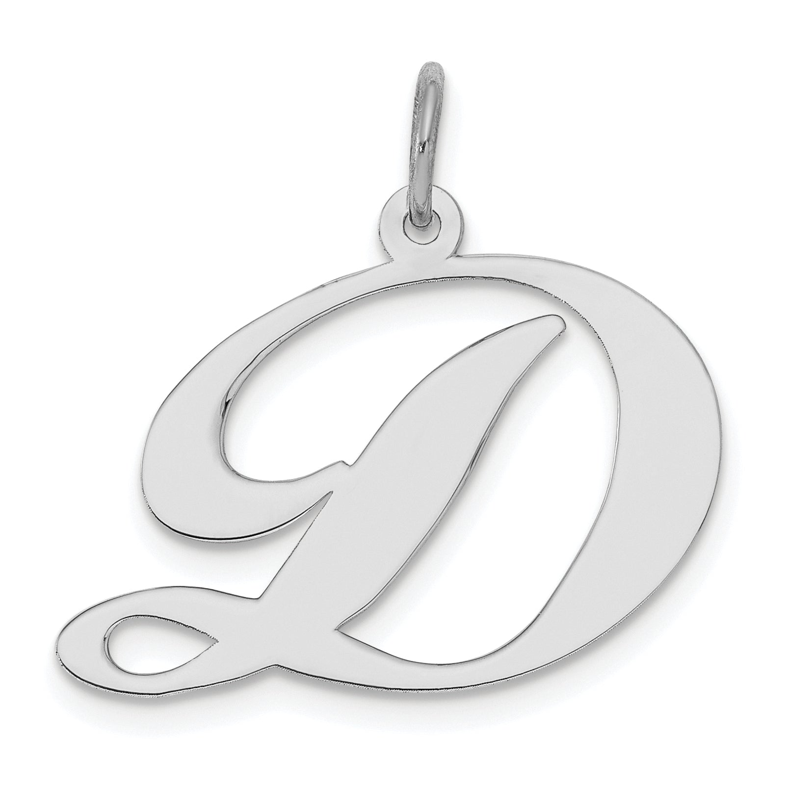 Sterling Silver Rhodium-plated Fancy Script Letter D Initial Charm Main image
