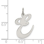Sterling Silver 925 Rhodium-Plated Large Initial E Charm Pendant