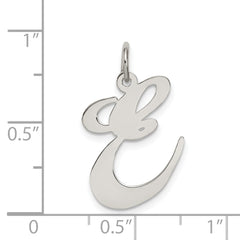 Sterling Silver 925 Rhodium-Plated Large Initial E Charm Pendant