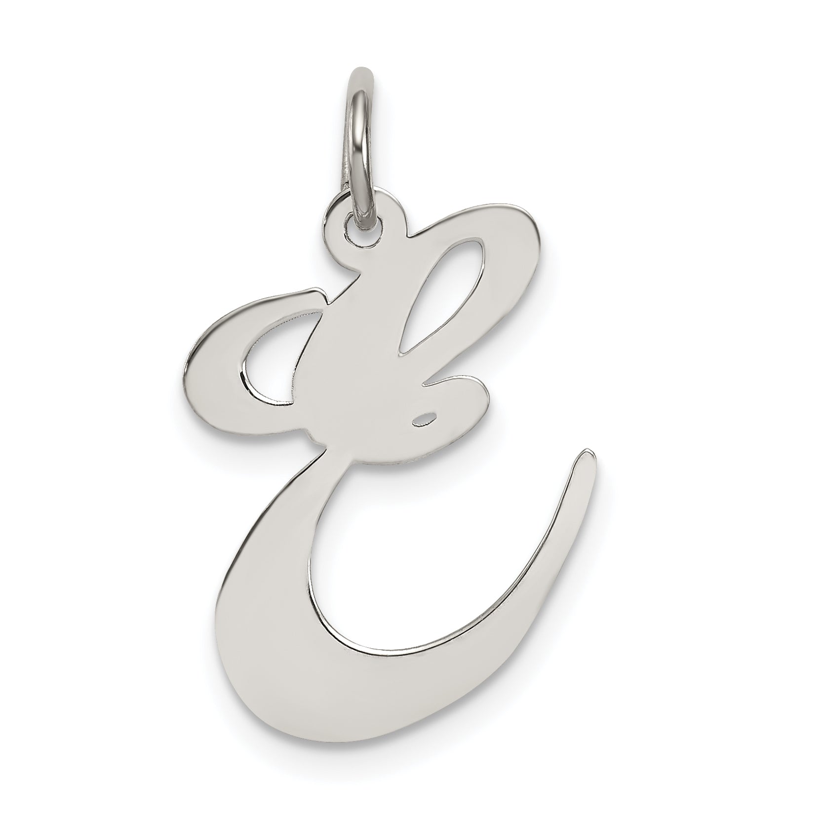 Sterling Silver Rhodium-plated Fancy Script Letter E Initial Charm Main image