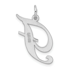 Sterling Silver Rhodium-Plated Initial F Charm Large Elegant Pendant
