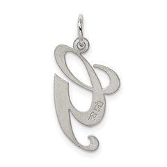 Sterling Silver Script Letter G Charm with Rhodium Finish